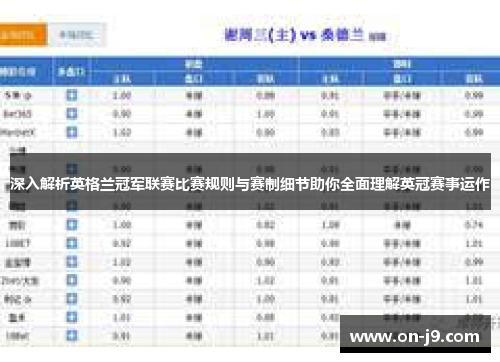 深入解析英格兰冠军联赛比赛规则与赛制细节助你全面理解英冠赛事运作 深入解析英格兰冠军联赛比赛规则与赛制细节助你全面理解英冠赛事运作